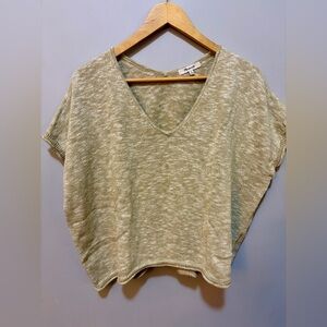 Madewell Light Olive V-Neck Short Sleeve Top